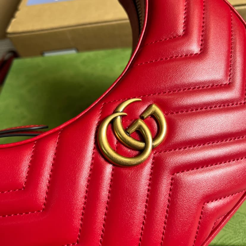Gucci Marmont Half Moon Shaped Mini Bag Red