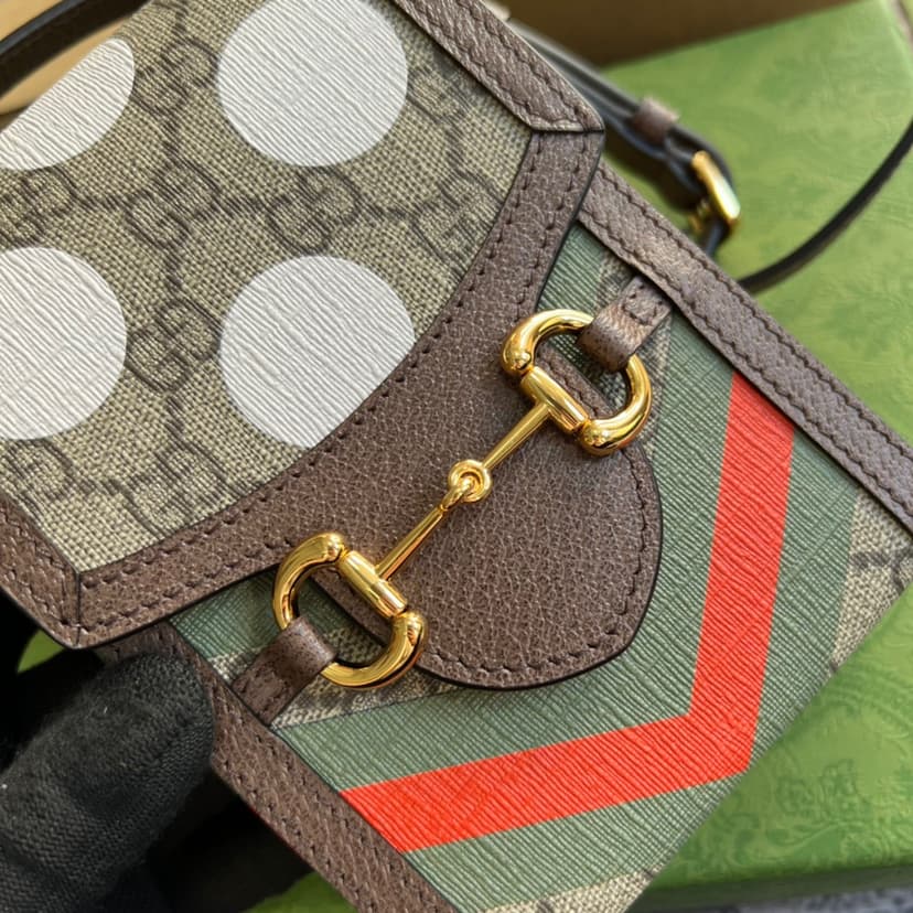 Gucci Horsebit 1955 Mini Bag Beige And Ebony 625615 UQHFG 8679