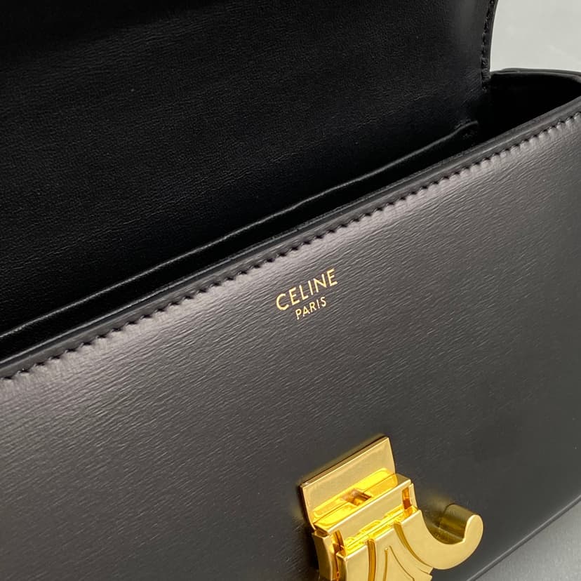 Celine Triomphe Shoulder Bag Black 194143BF4.38NO