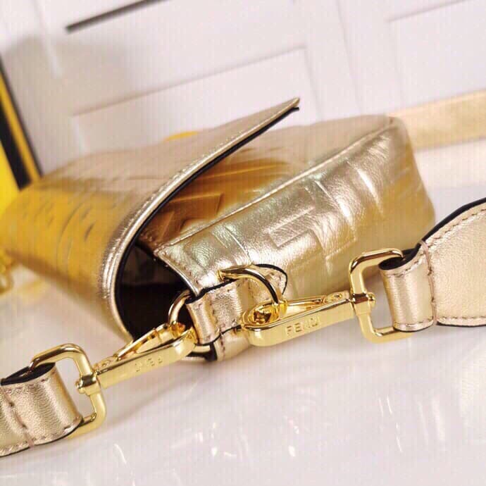 Fendi Baguette Chain Midi Medium Gold Bag