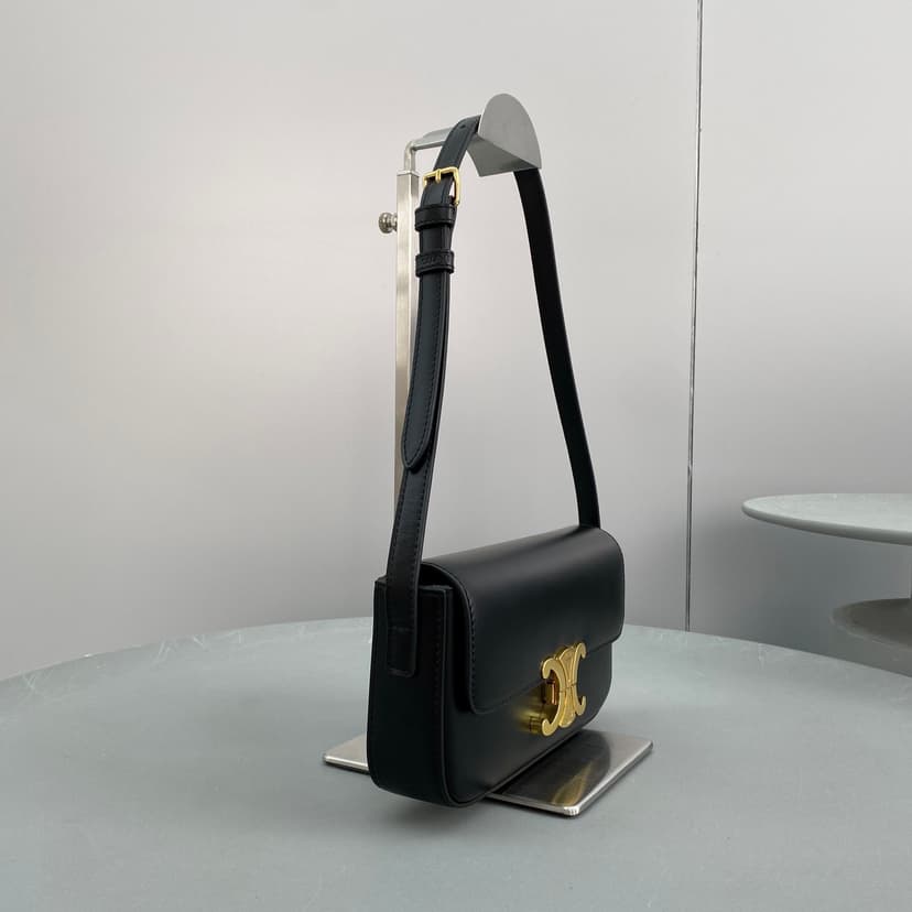 Celine Triomphe Shoulder Bag Black 194143BF4.38NO