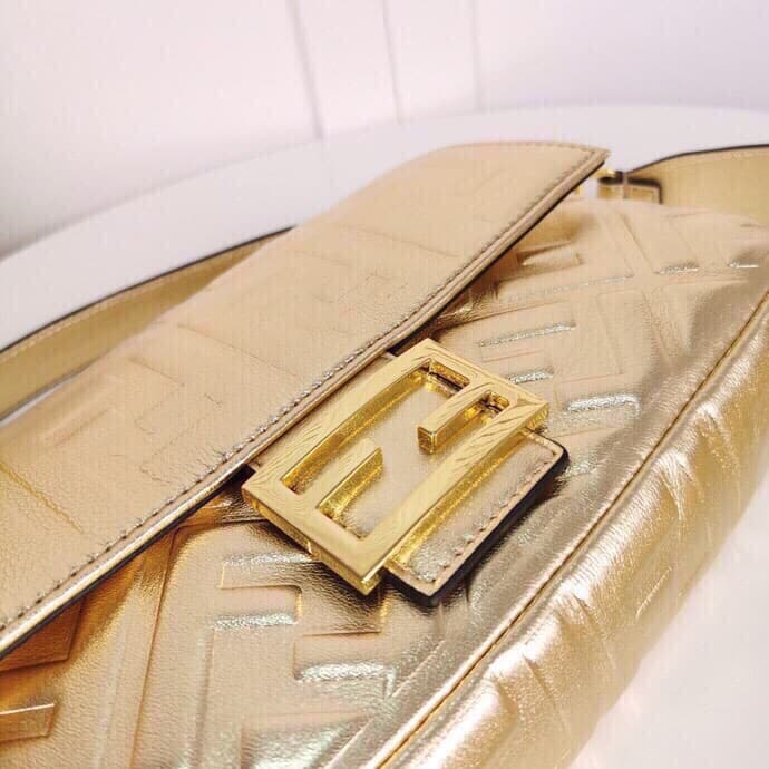 Fendi Baguette Chain Midi Medium Gold Bag