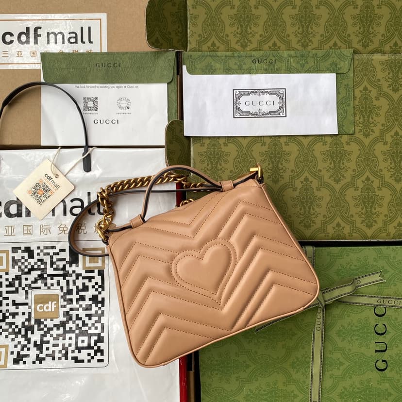Gucci GG Marmont Mini Top Handle Bag Beige