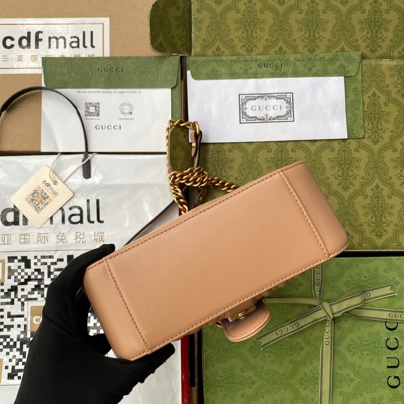 Gucci GG Marmont Mini Top Handle Bag Beige