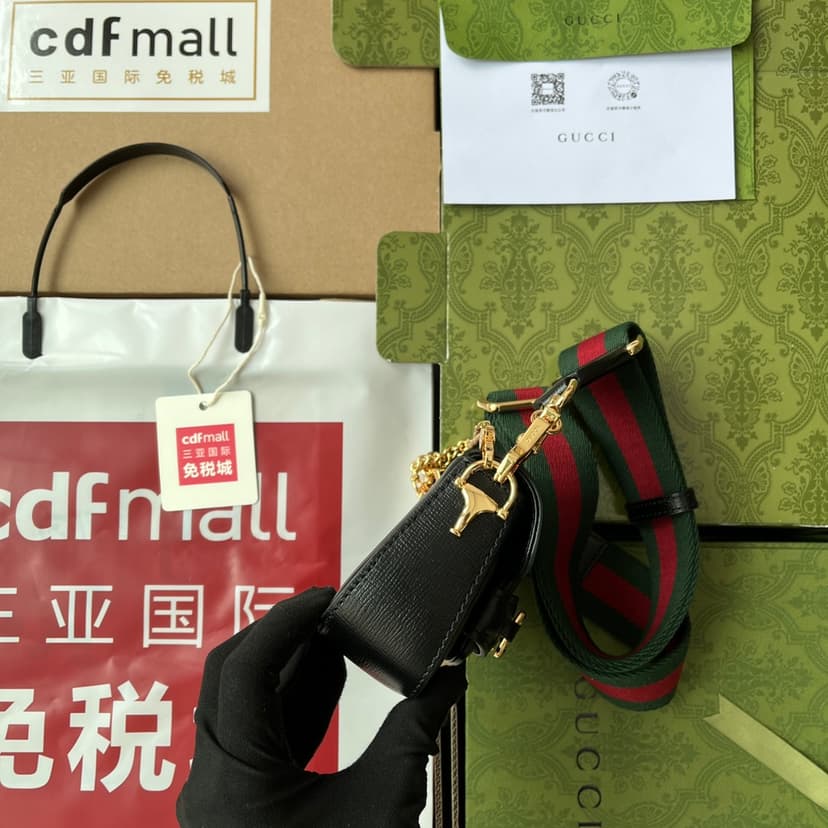 Gucci Horsebit 1955 Strap Wallet Black 699760 18YSG 1060