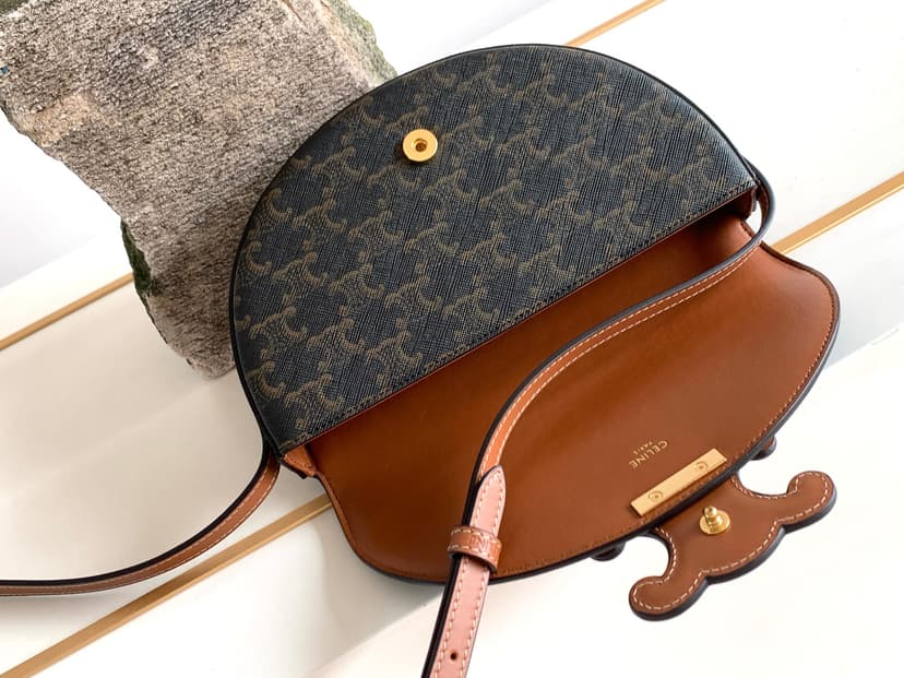 Celine Besace In Triomphe Canvas Bag Brown