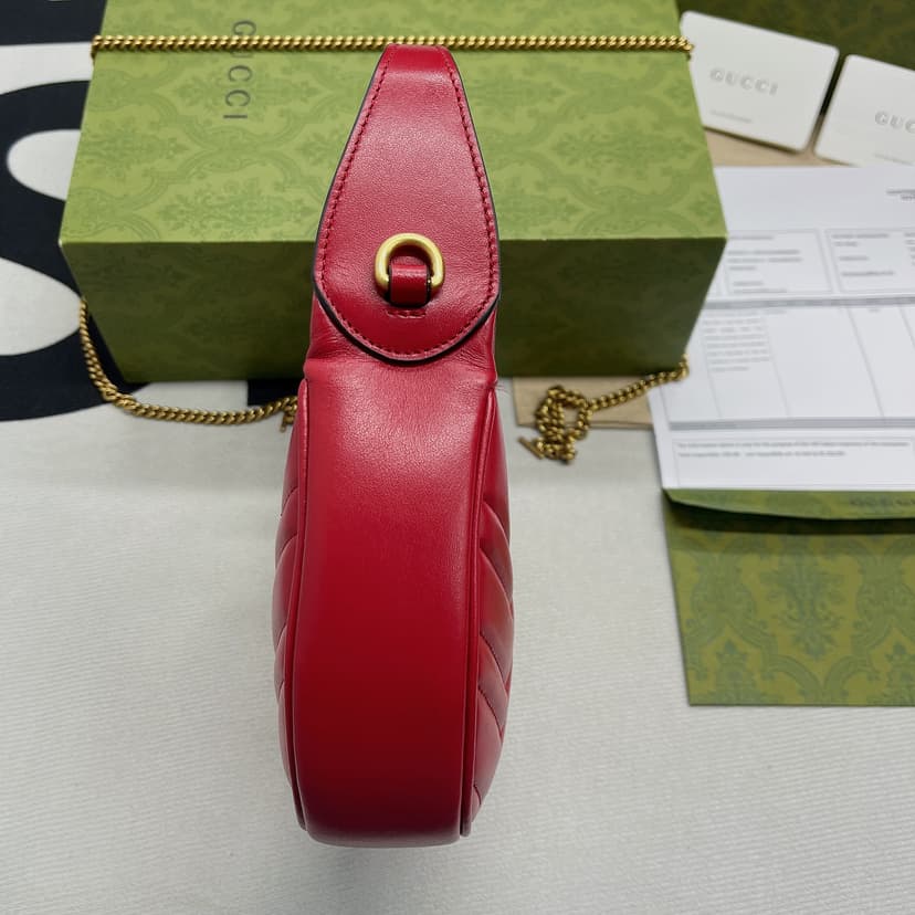 Gucci Marmont Half Moon Shaped Mini Bag Red