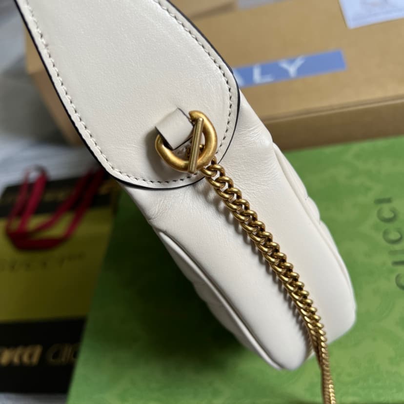 Gucci Marmont Half Moon Shaped Mini Bag White 699514 DTDHT 9022