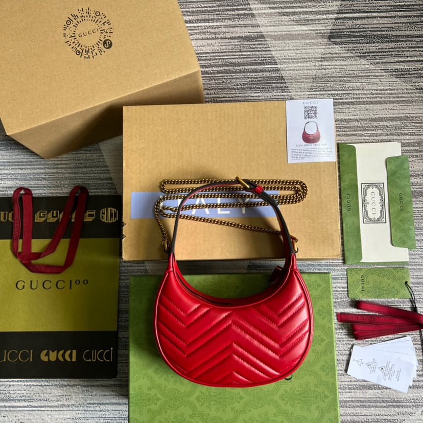 Gucci Marmont Half Moon Shaped Mini Bag Red