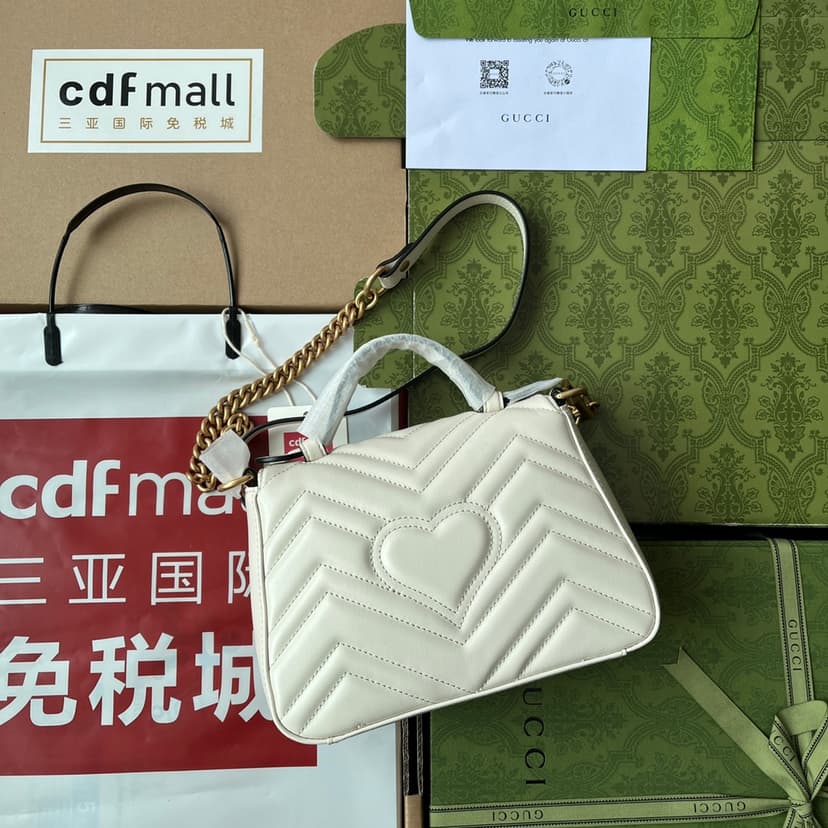 Gucci GG Marmont Mini Top Handle Bag White 547260 DTDIT 9022
