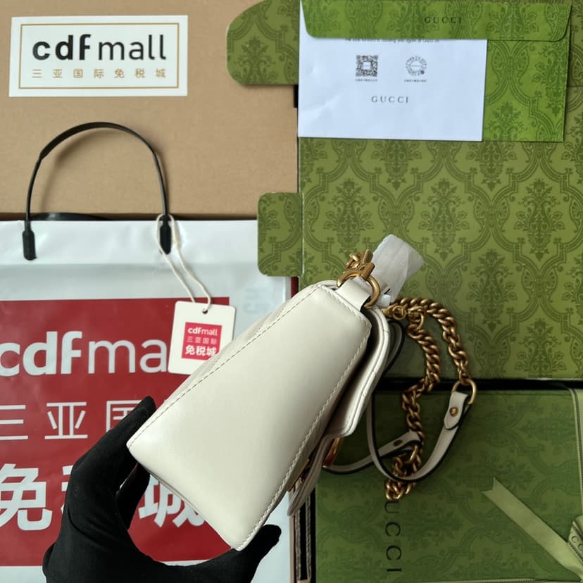 Gucci GG Marmont Mini Top Handle Bag White 547260 DTDIT 9022