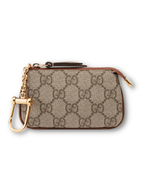 Gucci GG Supreme Key Pouch Beige For Women 4.7in/12cm ‎‎447964 KLQHG 8526