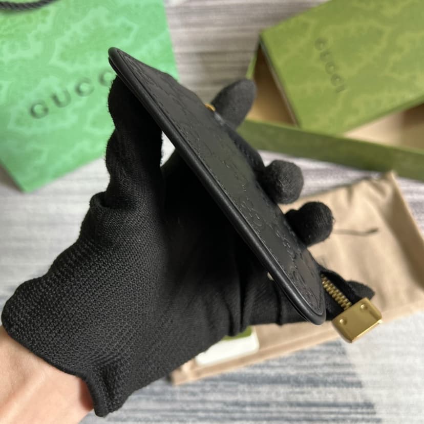 Gucci Signature Key Case Black For Women 4.7in/12cm ‎‎447964 CWC1G 1000