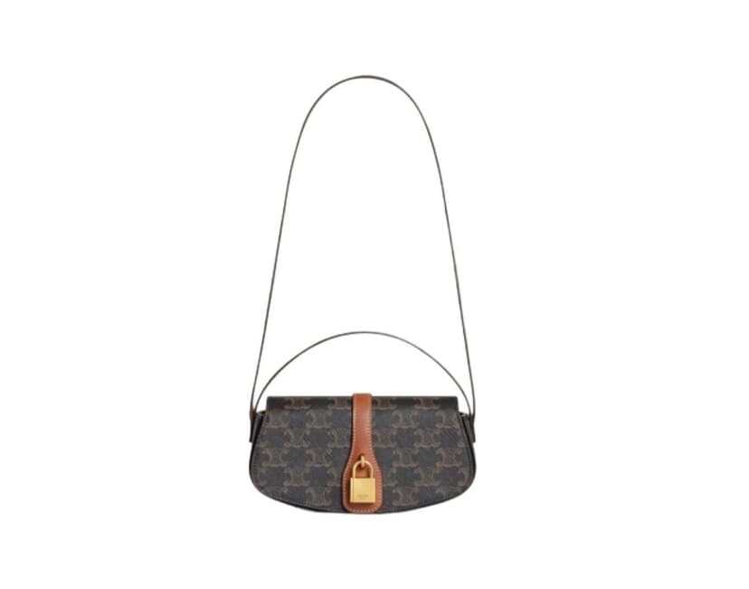 Celine Clutch On Strap Tabou In Triomphe Canvas Brown For Women‎ 7in/18cm 10I592DQ2.04LU