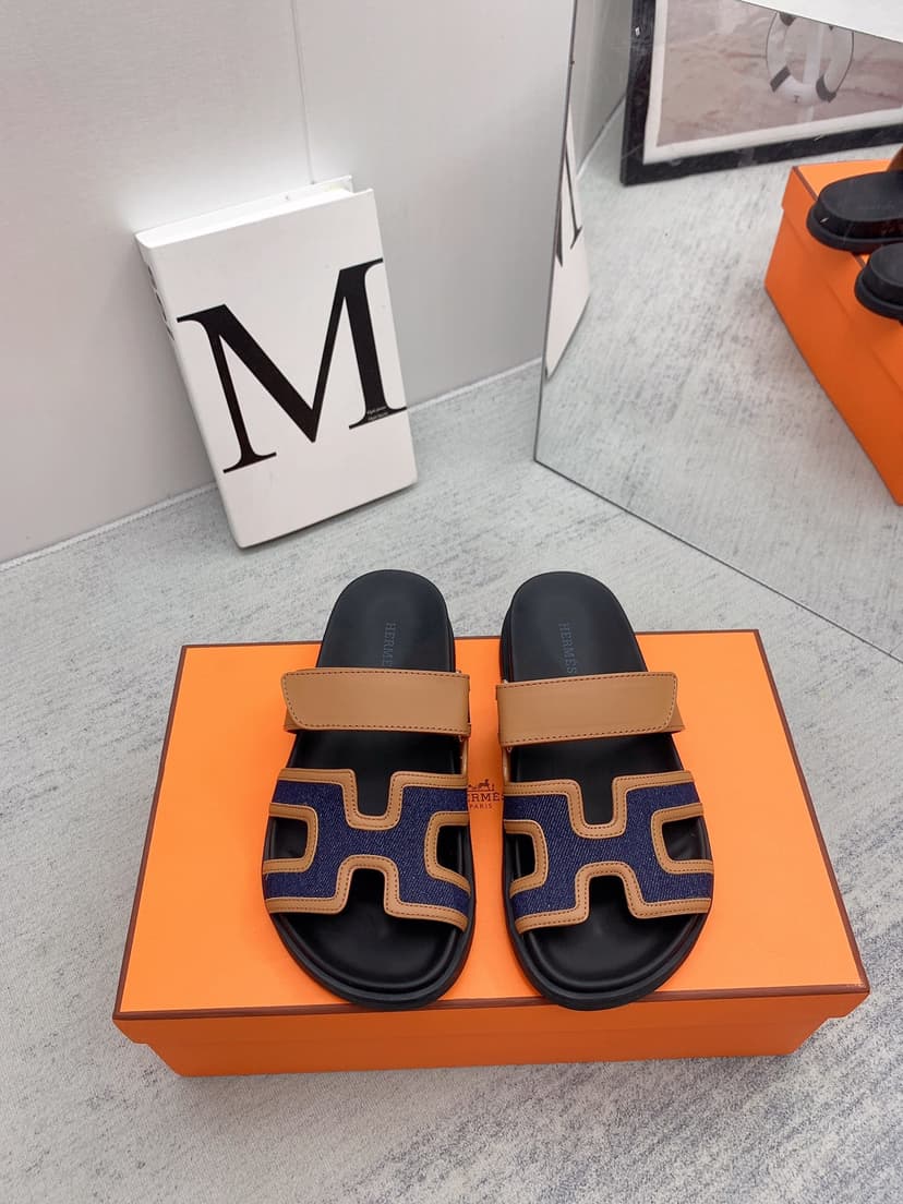 Hermes Chypre Sandal Brown/Dark Blue For Men