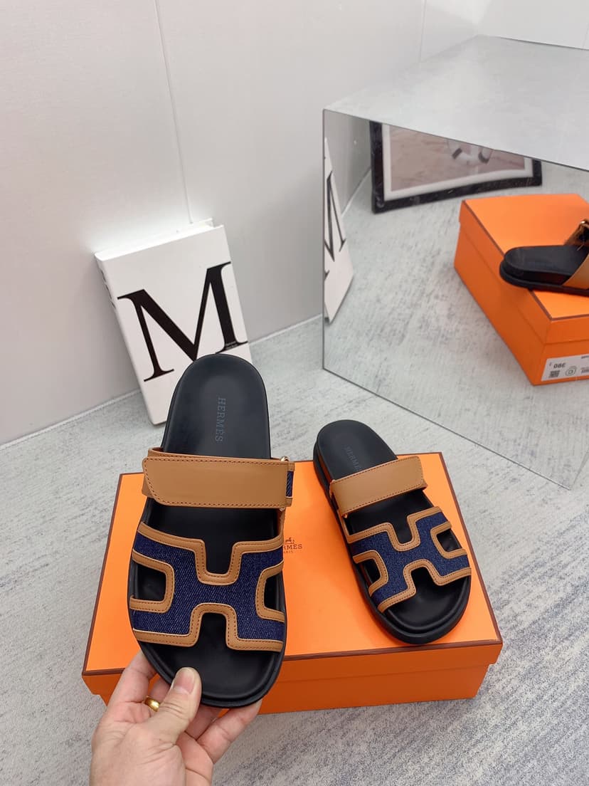 Hermes Chypre Sandal Brown/Dark Blue For Men