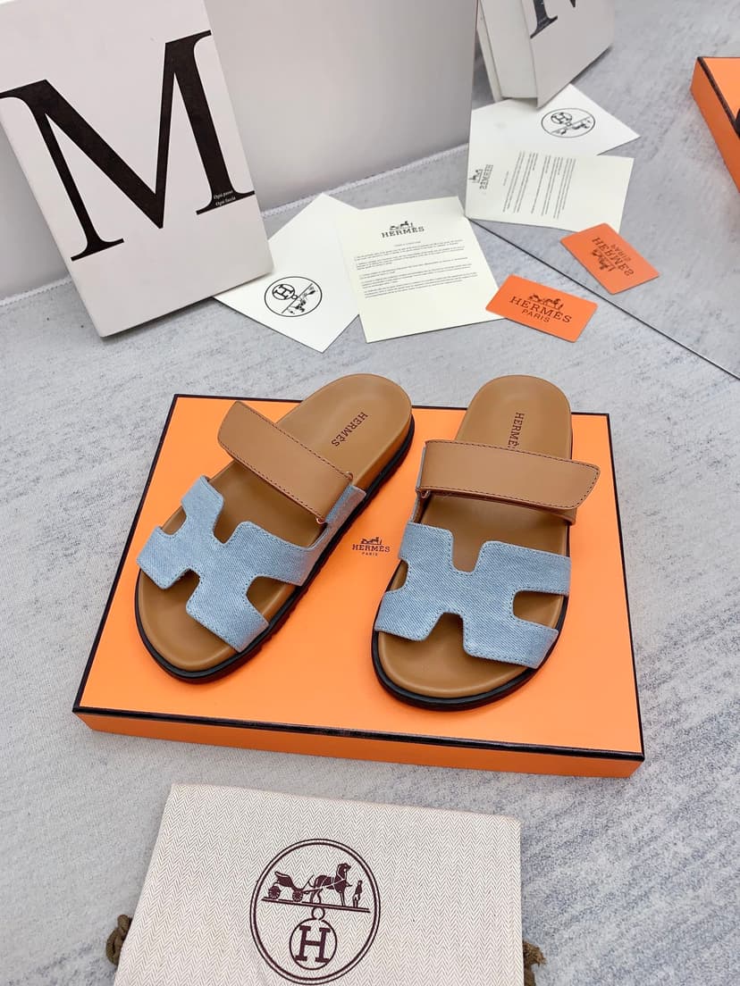 Hermes Chypre Sandal Brown/Blue For Men