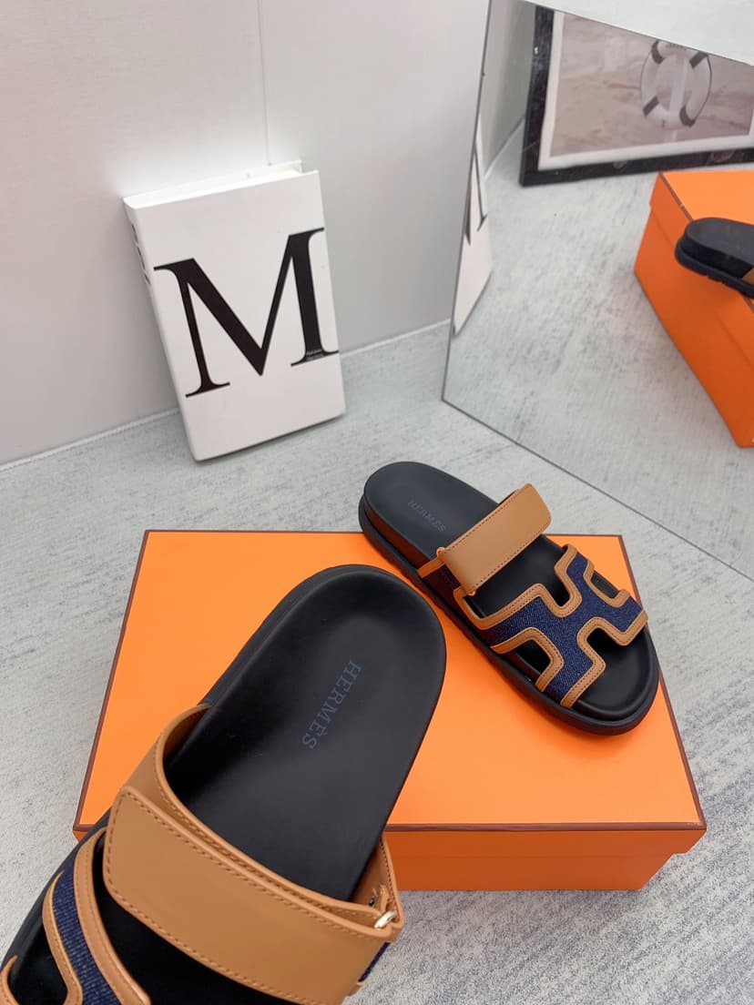 Hermes Chypre Sandal Brown/Dark Blue For Men