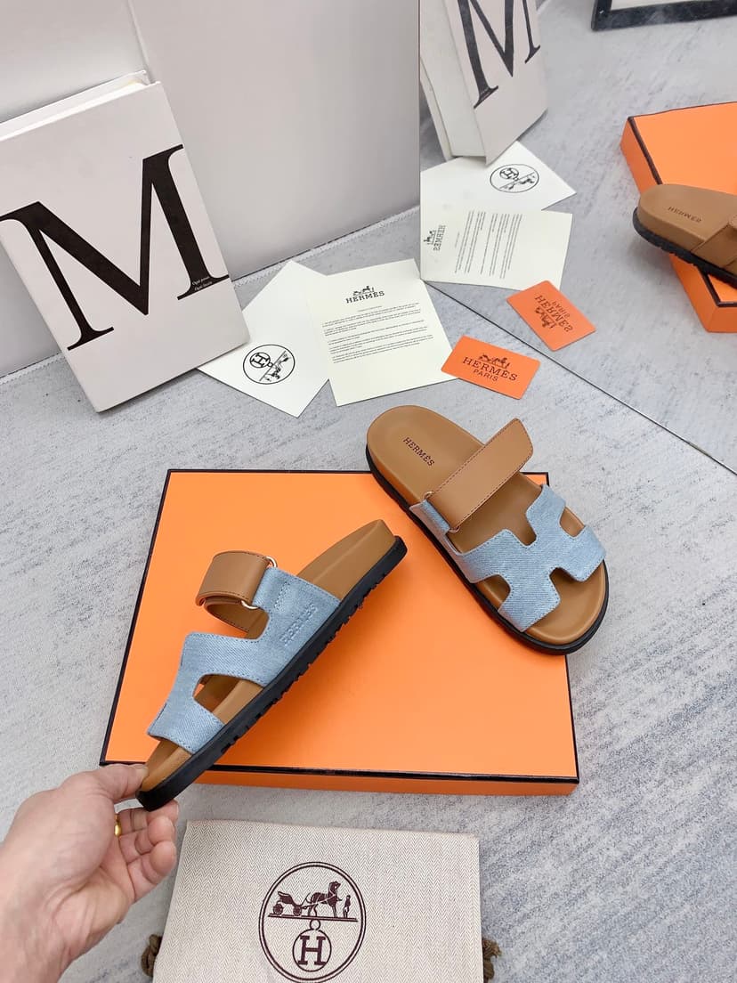 Hermes Chypre Sandal Brown/Blue For Men