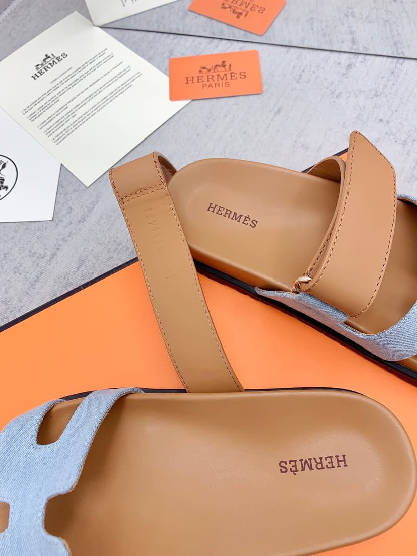 Hermes Chypre Sandal Brown/Blue For Men