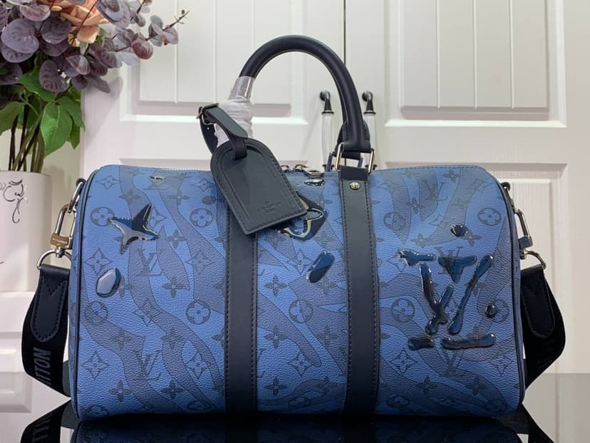 Louis Vuitton Keepall Bandoulière 35 Bag Blue For Men 34 cm/ 13.4 in M22573