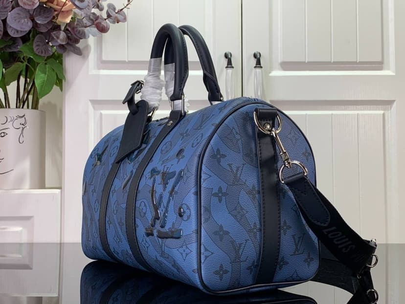 Louis Vuitton Keepall Bandoulière 35 Bag Blue For Men 34 cm/ 13.4 in M22573