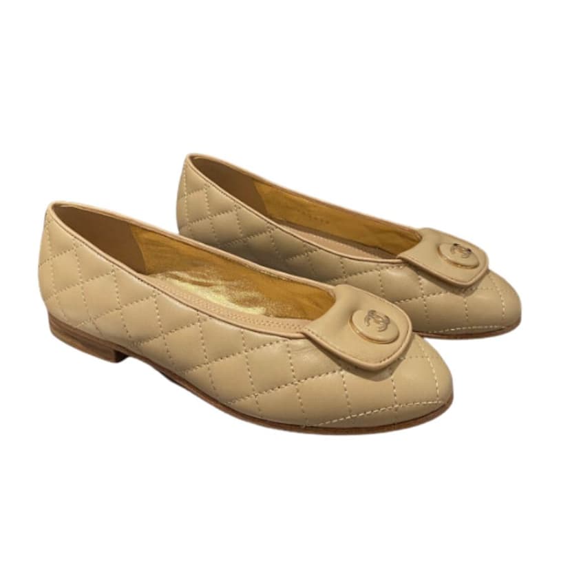 Chanel Ballet Flats Beige For Women