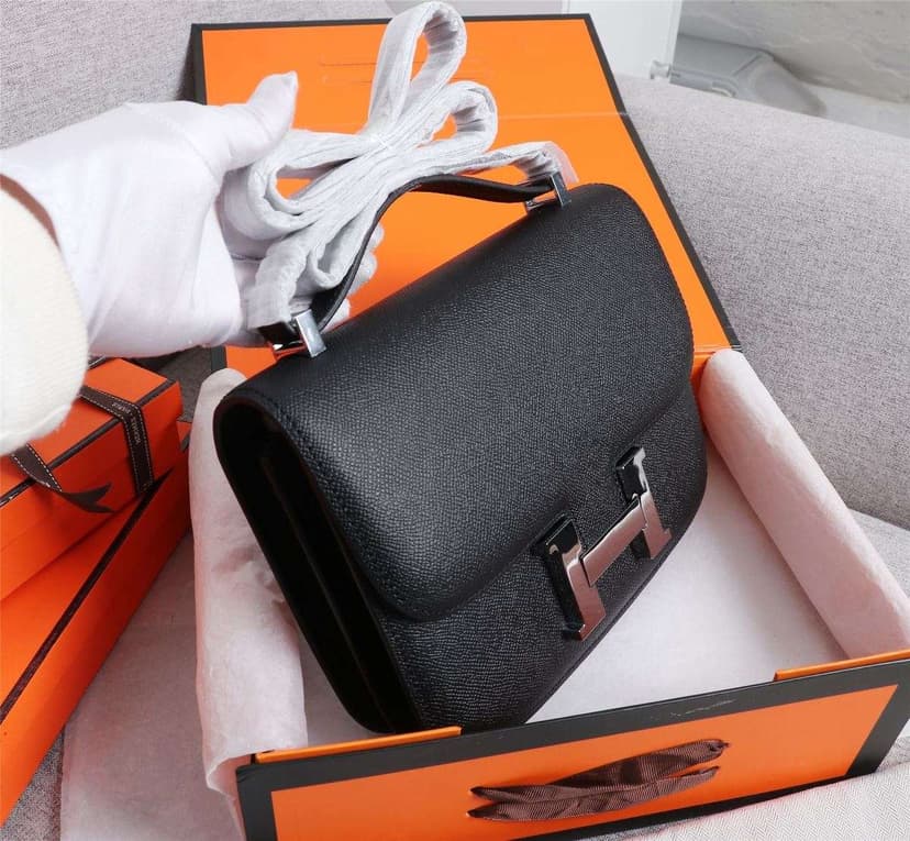 Hermes Constance Handbag Black For Women 22cm/8.7in