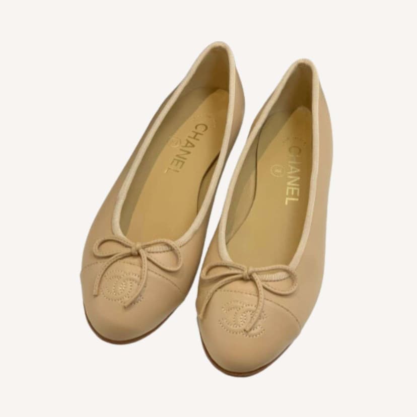 Chanel Ballet Flats Cream For Women