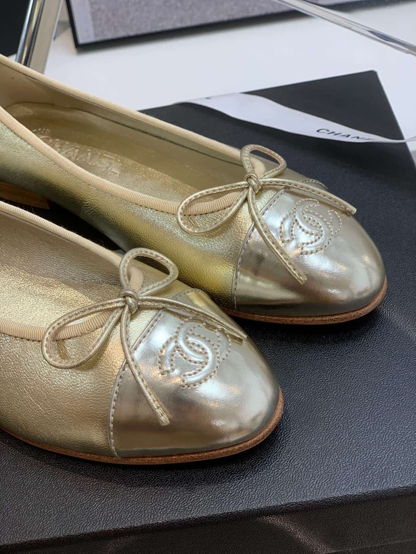 Chanel Ballet Flats Gold For Women