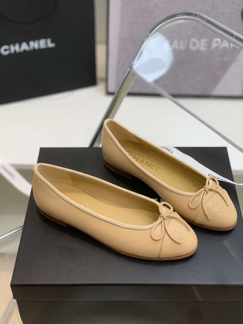 Chanel Ballet Flats Cream For Women