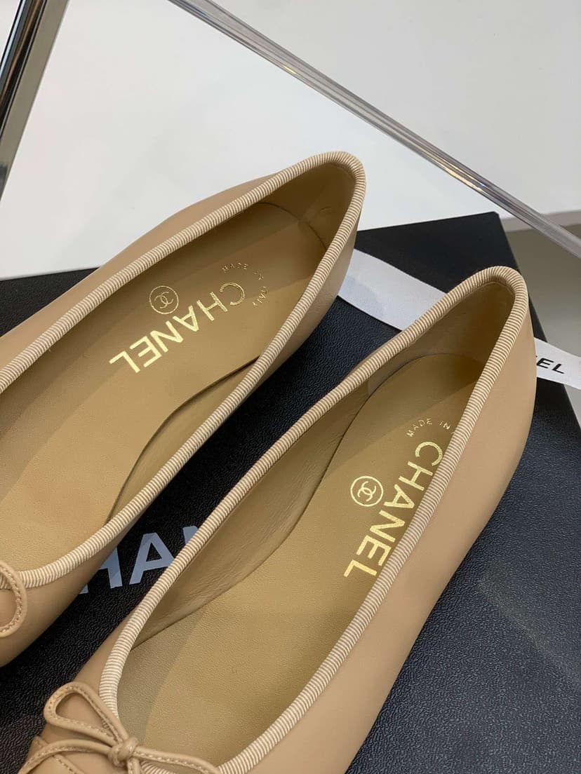 Chanel Ballet Flats Cream For Women