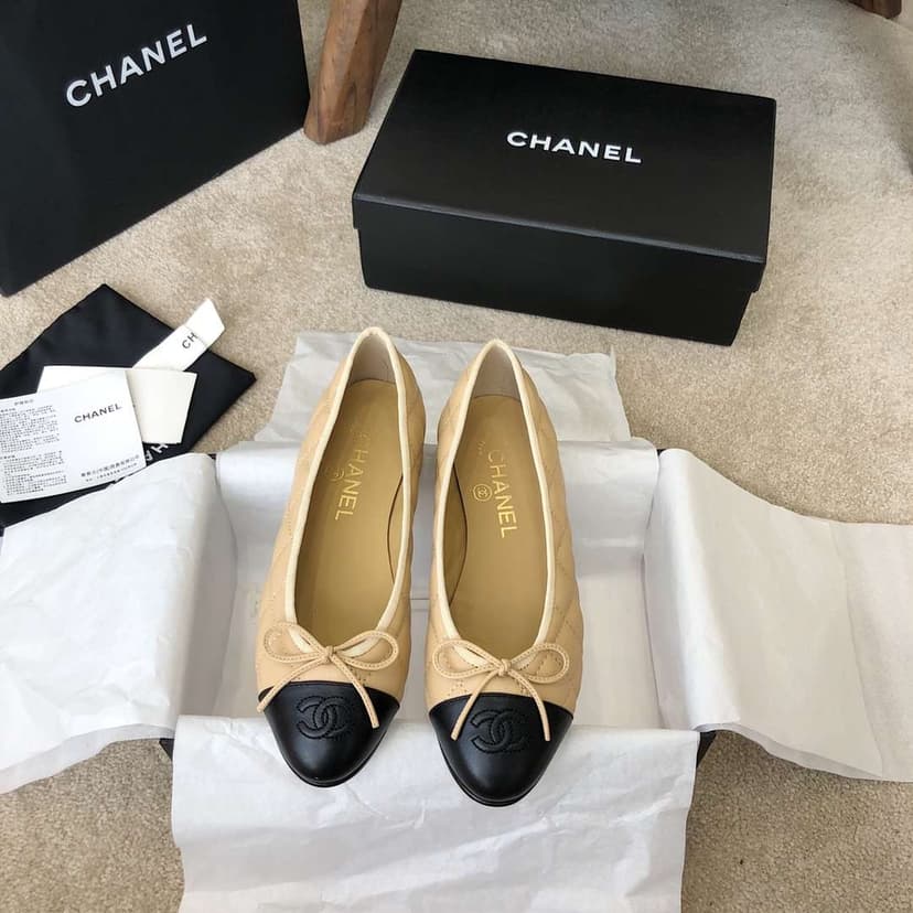 Chanel Ballet Flats Beige For Women