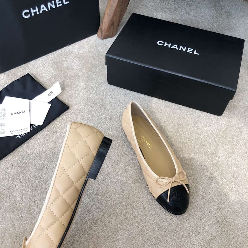 Chanel Ballet Flats Beige For Women