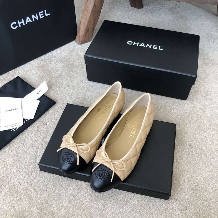 Chanel Ballet Flats Beige For Women