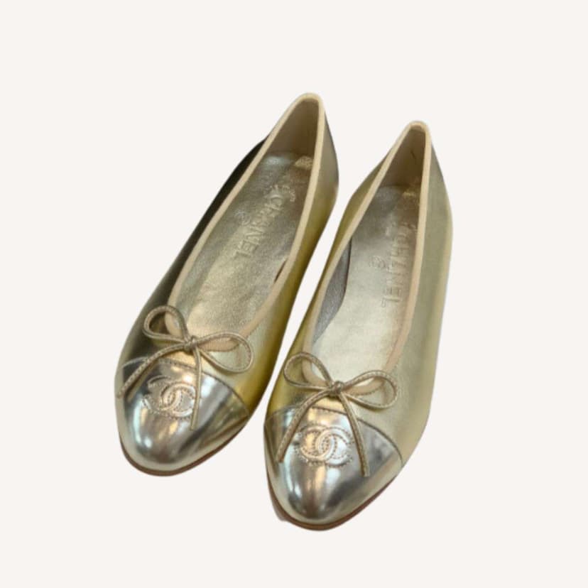 Chanel Ballet Flats Gold For Women