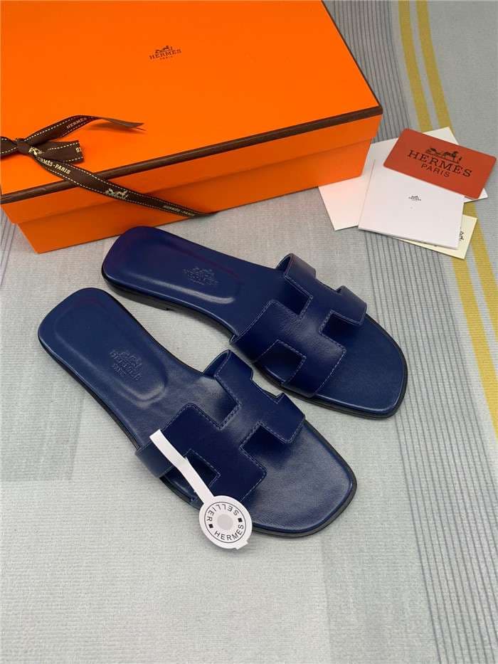 Hermes Oran Sandal Dark Blue For Women
