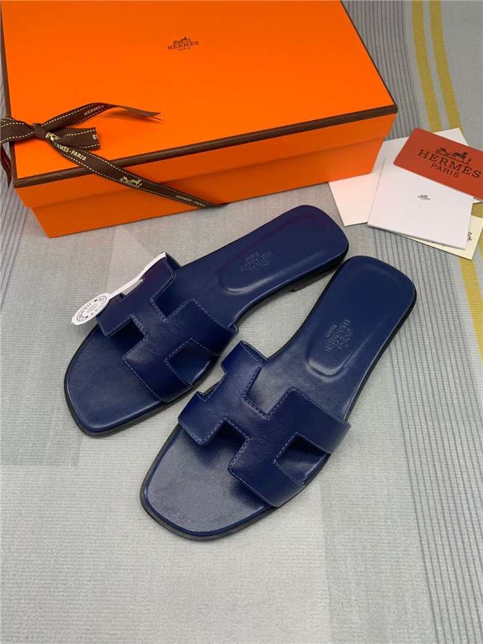 Hermes Oran Sandal Dark Blue For Women