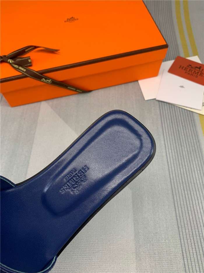 Hermes Oran Sandal Dark Blue For Women