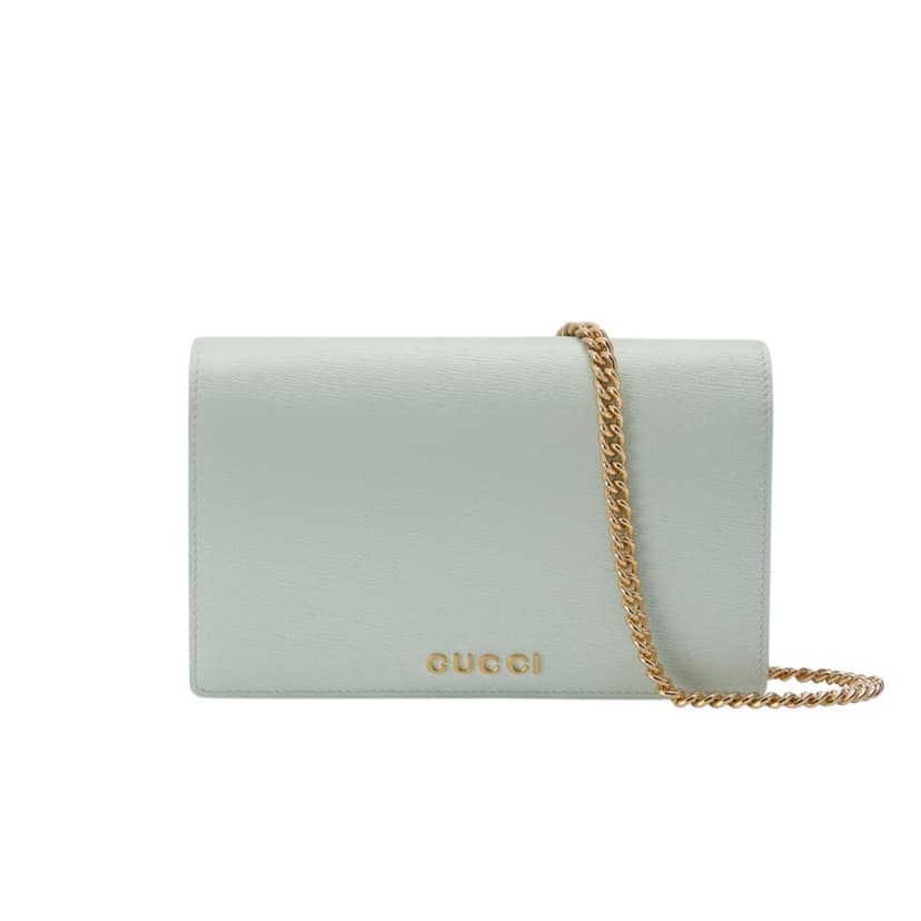 Gucci Chain Wallet With Script Light Green For Women 20cm / 7.8in 772643 0OP0N 3401