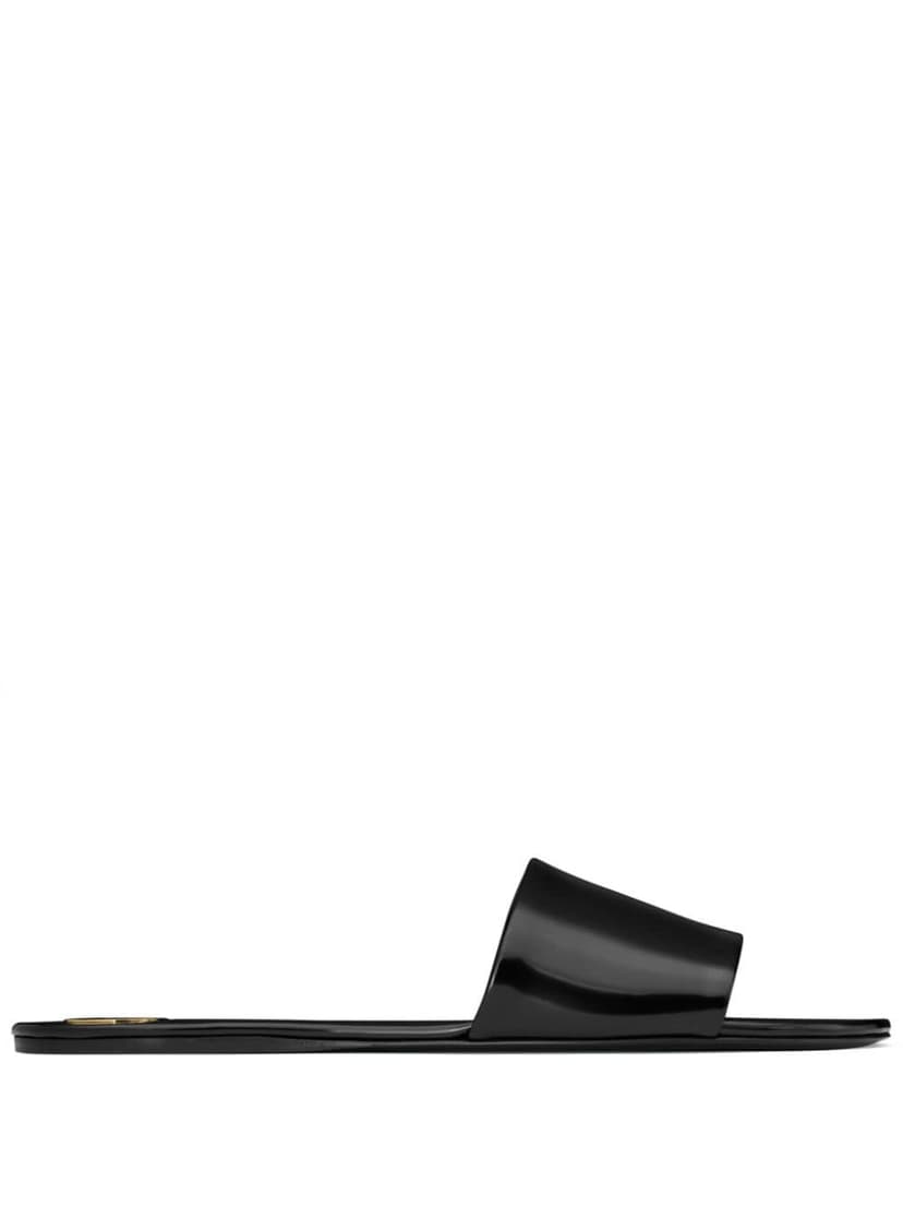 Saint Laurent Carlyle Slides In Glazed Black For Women 783319AAAZY1000