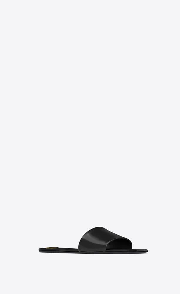 Saint Laurent Carlyle Slides In Glazed Black For Women 783319AAAZY1000