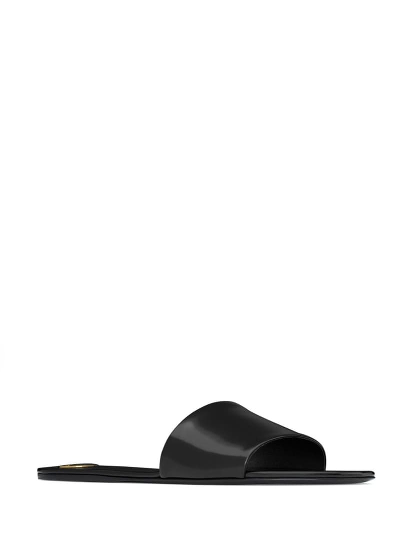 Saint Laurent Carlyle Slides In Glazed Black For Women 783319AAAZY1000