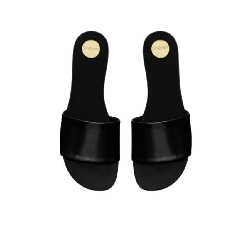 Saint Laurent Carlyle Slides In Glazed Black For Women 783319AAAZY1000
