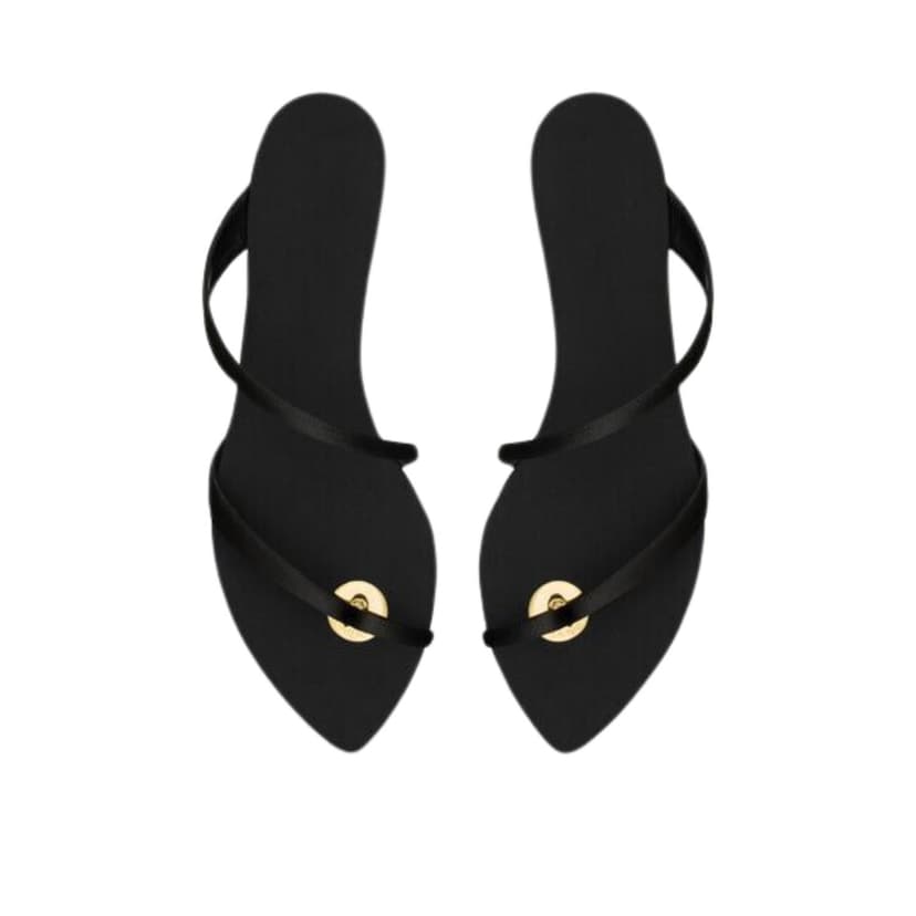 Saint Laurent Tanger Slides In Satin Crepe Black For Women 7761309QNAO1000