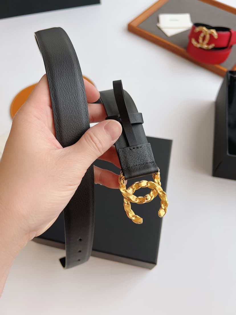 Chanel Twinkle Stone Chain CC Buckle Belt Black For Women