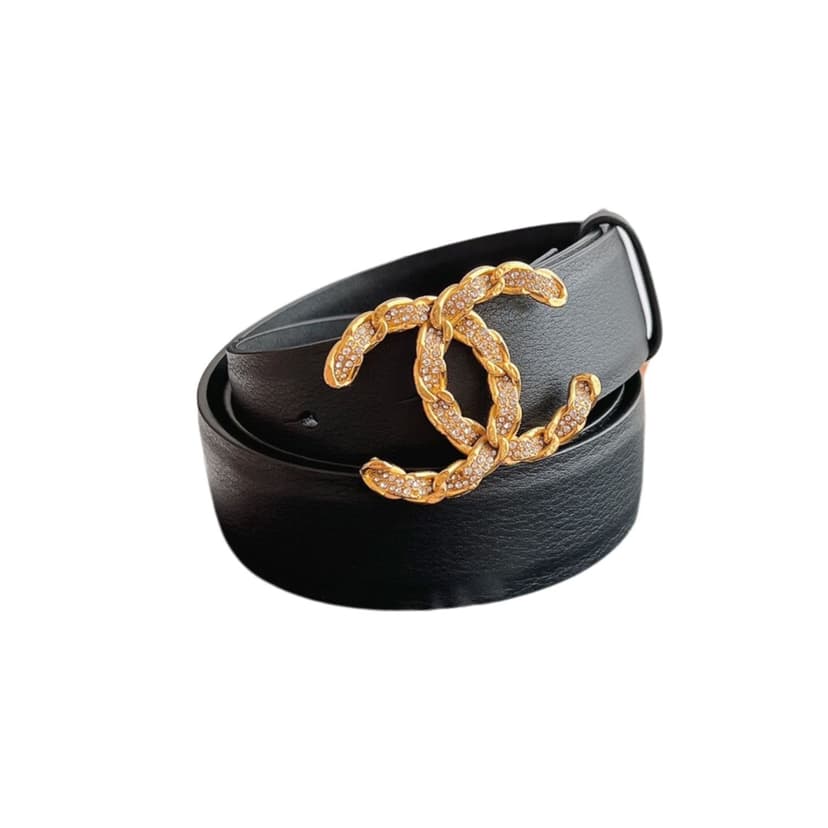 Chanel Twinkle Stone Chain CC Buckle Belt Black For Women