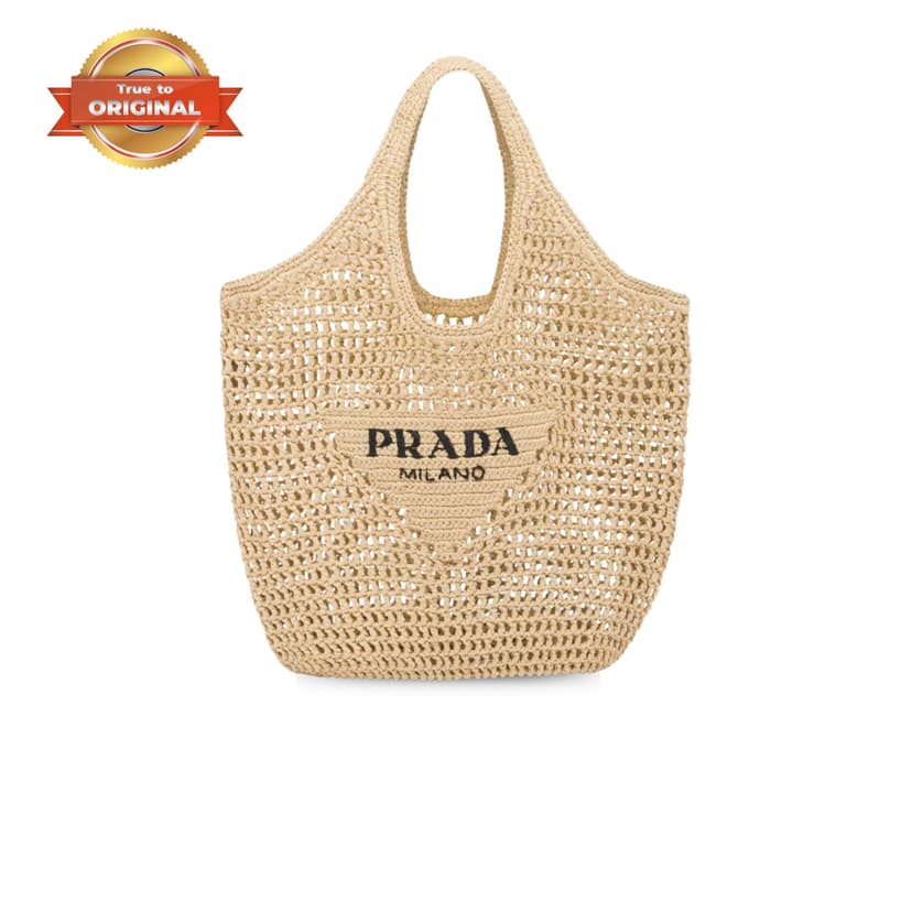 [True-to-ORIGINAL] Prada Raffia Tote Bag Beige For Women 1BG424_2A2T_F0018_V_OOO - 20.1 Inches / 51 Cm