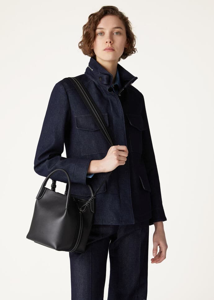 [True-to-ORIGINAL]Loro Piana Small Bale Bag Black For Women 6.7 in/ 17 cm FAO0815 8000