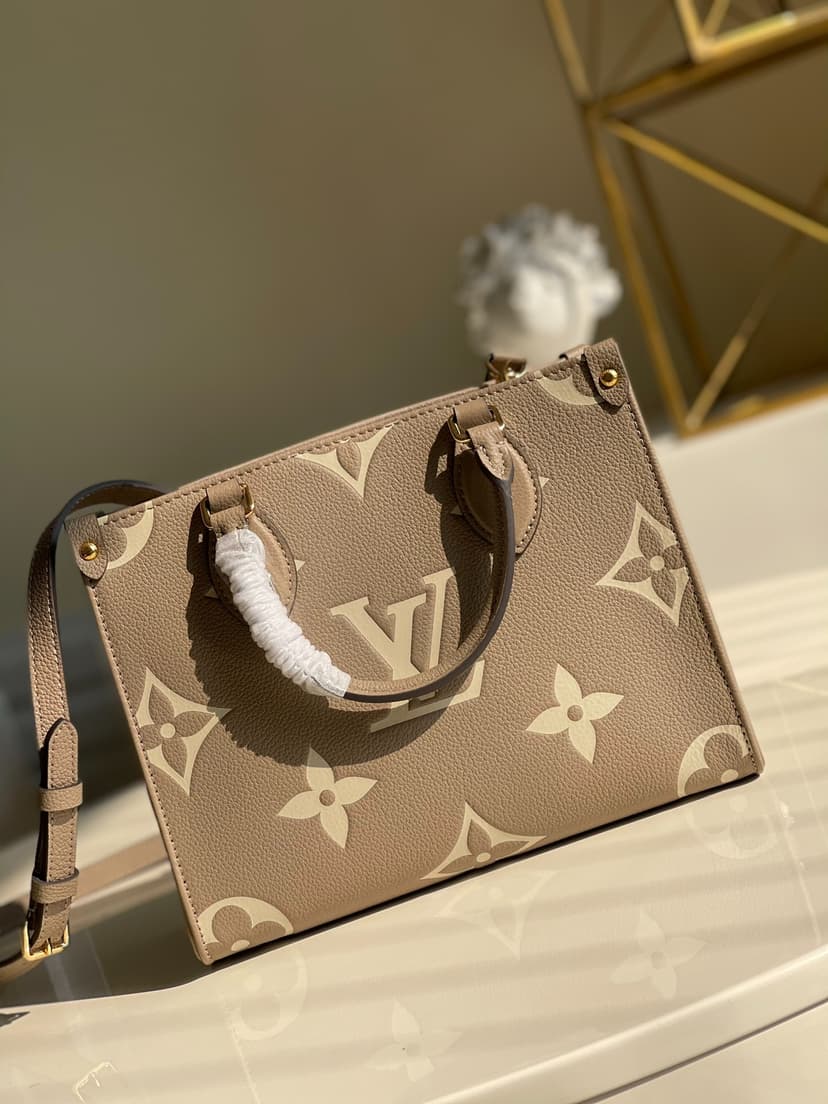 Louis Vuitton OnTheGo PM Tote Bag Monogram Empreinte Beige/Cream M45779